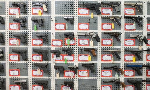 Guns on display in Roseburg, Oregon. Photograph: AFP/Getty Images